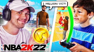 i gave a 12 yr old 1 MILLION VC for every GREEN JUMPSHOT on NBA 2K22 [upl. by Hafirahs]