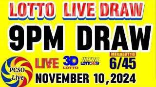 PCSO LOTTO 9PM LIVE DRAW TODAY NOVEMBER 102024 [upl. by Sudnak]