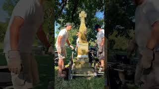 Grave of Peter Byrne 18581874 gravestone restoration cemetery timelapse leveling graveyard [upl. by Ahsain]