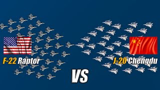 50 US F22 Raptor vs 50 China J20 Chengdu 5th generation fighter  DCS WORLD [upl. by Gwenore948]