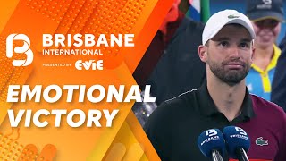 Dimitrov holds back tears after droughtbreaking title win  Brisbane International  WWOS [upl. by Rosalia]