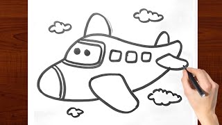 Aeroplane drawing for kids  How to draw aeroplane for kids  Kids Drawing  easy drawing [upl. by Damek]