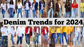 Denim Trends for 2024  How to style blue jeans  what to wear with jeans howto denim [upl. by Esyla]