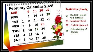 February Calendar 2028 februarycalender2028 [upl. by Diannne]