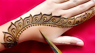 Very beautiful stylish back hand mehndi design  easy mehndi design  mehndi ka design  mehndi [upl. by Anayrb]