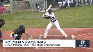 Aquinas baseball picks up key MVC win over Holmen [upl. by Zelde]