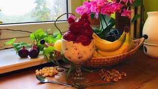 Blueberry Cherry Raspberry Ice Cream on Walnut Fig Raspberries with Lemony Banana Yogurt  Take 3 [upl. by Pincince466]