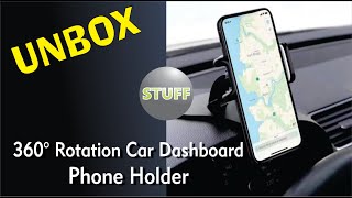 360° Rotation Car Dashboard Phone Holder  STUFF [upl. by Musihc833]