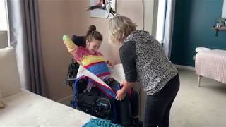 How to use a ceiling lift to transfer a patient from a wheelchair to bed [upl. by Cypro692]