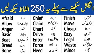 250 Daily Use Words Meaning in English and Urdu  QBT English [upl. by Gurango313]