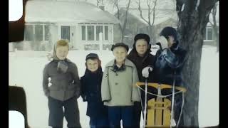 1947 Winter in Amarillo Texas 8mm Kodachrome color Sledding down hill [upl. by Hnilym]