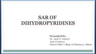 SAR of Dihydropyridines  SAR of Nifedipine [upl. by Dunlavy55]