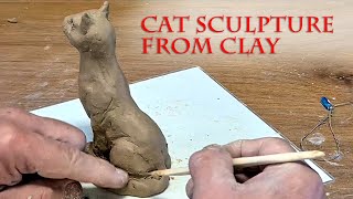 Art for kids Cat sculpture from clay [upl. by Germann]