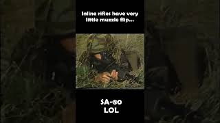 Inline rifles have very little muzzle flip right British Enfield SA80 L85A1 L85A2 CIS SAR80 [upl. by Ailb67]