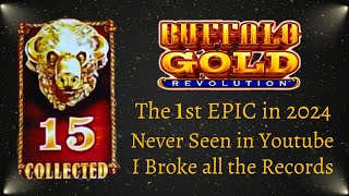 💵I BROKE All the Records 1st EPIC MEGA JACKPOT 15 Heads 2024 Buffalo Revolution [upl. by Etteuqram443]