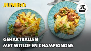 Wat eten we Gehaktballen met witlof en champignons [upl. by Holey]