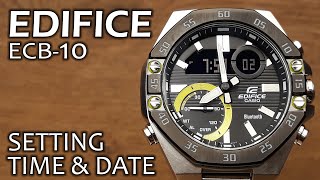 Casio Edifice ECB10  Setting time and date tutorial [upl. by Eive]