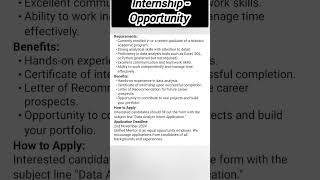 Internship for College students  Data Analyst Internship internship dataanalytics [upl. by Ogata]