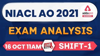 NIACL AO Exam Analysis 16 Oct 2021 Shift 1  NIACL Question Paper amp Expected Cut Off [upl. by Ahsropal]