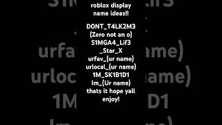 Roblox display name Ideas💡 [upl. by Gordy]