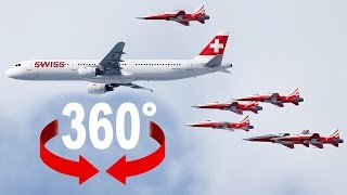 360° Air show  SWISS A321 and Patrouille Suisse  Lauberhorn race 2016 [upl. by Wisnicki]