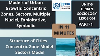 UNIT6 Model of Urban growth Concentric zones Sector Msoe004 Urban Sociology IGNOU [upl. by Ateekahs842]