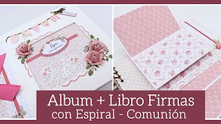 ALBUM  LIBRO FIRMAS con ESPIRAL para COMUNION NIÑA  TUTORIAL  LLUNA NOVA SCRAP [upl. by Nyleahcim289]