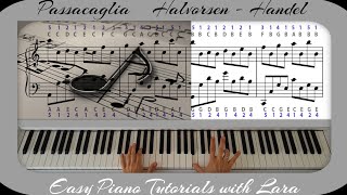 Passacaglia HandelHalvorsen  Easy Slow Piano Tutorial [upl. by Bandur]