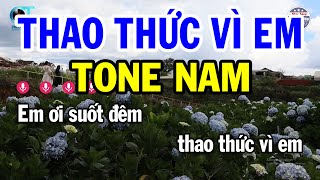 Karaoke Thao Thức Vì Em Tone Nam  F  Nhạc Beat Hay 2024  Nhạc Sống Phước Hiệp [upl. by Aynotak463]