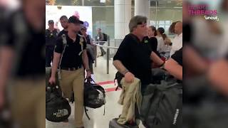 US firefighters helping with wildfires applauded at Australian airport [upl. by Cuttler]