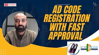 How to do AD code Registration in Icegate  ICEGATE AD Code Registration [upl. by Purpura]