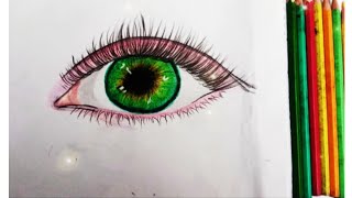 learn how to draw eye with colored pencilsEasy step by step eyedrrawingpencil colour [upl. by Vincelette]