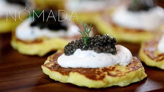 TASTE NÓMADA  Potato Blini Appetizers Topped With Caviar [upl. by Entruoc]