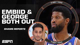 Joel Embiid amp Paul George BOTH OUT for 76ers opener vs Bucks  Shams Charania  First Take [upl. by Dorena]