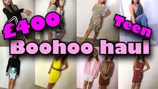 HUGE BOOHOO HAUL I spent £400  Teen Haul Does it fit [upl. by Noeht]