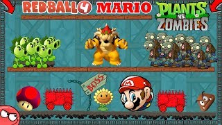 RED BALL 4 MARIO FIGHTS PLANT vs ZOMBIES INTO THE CAVES MASHUP [upl. by Crowe]