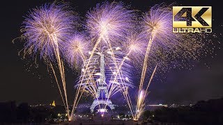 ⁽⁴ᴷ⁾ Paris 2018 Feu dartifice  Tour Eiffel Quatorze Juillet  Fête nationale  GroupeF [upl. by Anetsirk546]