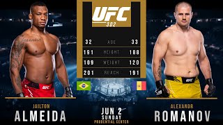 JAILTON ALMEIDA vs ALEXANDR ROMANOV FULL FIGHT UFC 302 [upl. by Ardnuaed]