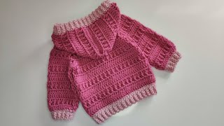 Crochet 48 How to crochet a baby hoodie Part 1 [upl. by Earlie]