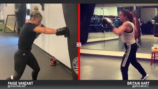 Paige VanZant vs Britain Hart Side x Side Heavybag Comparison VanZant vs Hart BKFC February 5 [upl. by Tebzil]