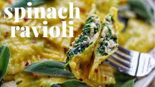 VEGAN SPINACH RAVIOLI  FUN HOLIDAY RECIPE NO SPECIAL EQUIPMENT USED  PLANTIFULLY BASED [upl. by Kristofer]