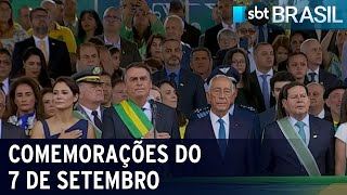 7 de Setembro Bolsonaro se divide entre evento cívico e de campanha  SBT Brasil 070922 [upl. by Bartlet]