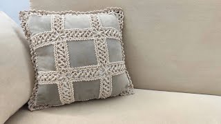 Easy Crochet Pillow Cover with subtitles [upl. by Russ]