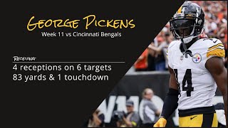 George Pickens WR Pittsburgh Steelers  Every play  2022  Week 11 vs Cincinnati Bengals [upl. by Mcmillan]