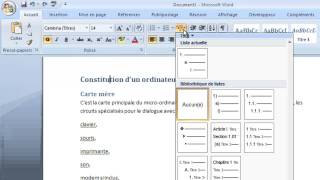 Word 2007 tutoriel 3  Numéroter les titres [upl. by Cone]