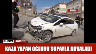 Kaza yapan oğlunu sopayla kovaladı [upl. by Eirrak]