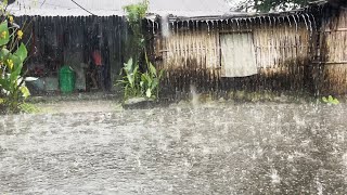 Heavy Rain on Beautiful Remote Villages Rain Video [upl. by Derina322]