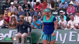 F Schiavone vs S Kuznetsova FO 2015  Just the tennis [upl. by Luckett]