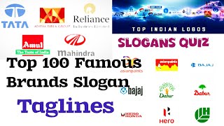 Top 100 Famous Brands slogan and Taglines  Guess the brand by Tagline  Brand Slogans Quiz [upl. by Magnum]