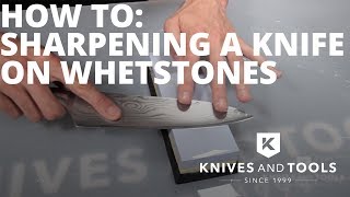 How to sharpen a knife on whetstones  Knivesandtoolscom [upl. by Kingsly]